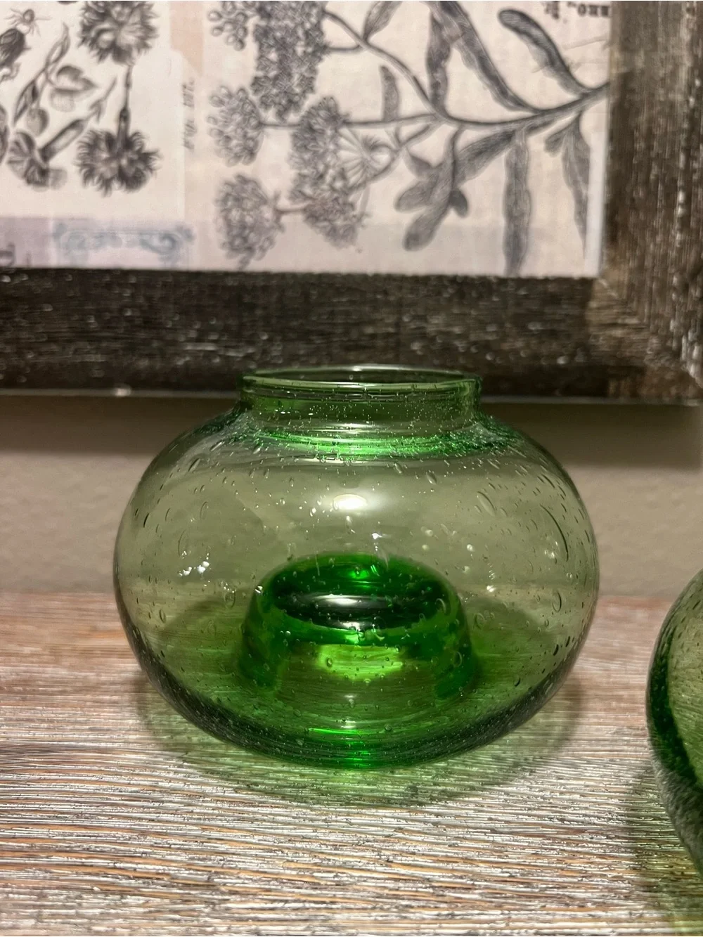 Green Glass Bubble Votive Holders - Set of 3